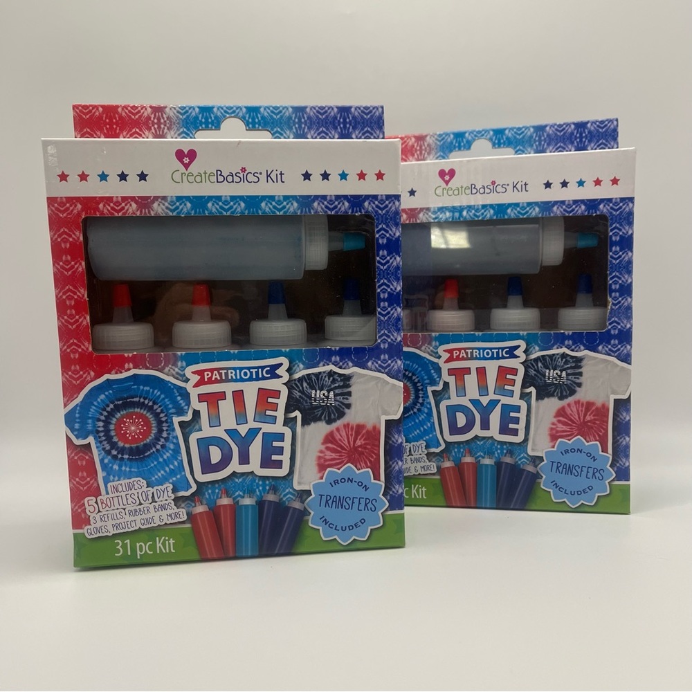 Create Basics Kit Patriotic Tie Dye Bundle Of Two Kids Craft Tshirt Painting New